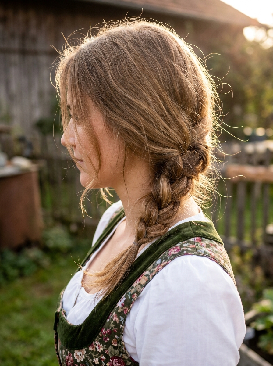 Braided Ponytail für mittellange Haare als Dirndlfrisuren Inspiration 2026